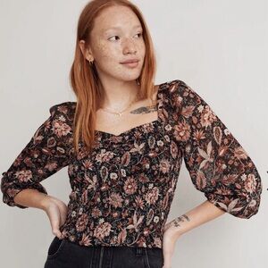 Madewell Lucie Smocked Top in Floral